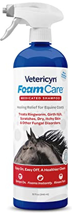 Vetericyn FoamCare Medicated Horse Shampoo | Sprayable Equine Shampoo with Ketoconazole for Healing Relief from Itchy Skin, Fungal Issues, Ring Worm, and More. 32 fl oz.