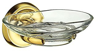 SMEDBO Holder with Glass Soap Dish, Polished Brass V242 Villa Halter mit Seifenschale aus Glas, poliertes Messing