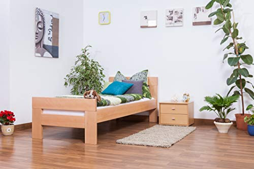 Einzelbett Easy Premium Line K2, Buche Vollholz massiv Natur - Maße: 90 x 200 cm