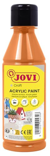 Jovi Acrylfarbe Jovidecor, hochdeckend, für alle Untergründe, auf Wasserbasis, 1 Flasche mit 250 ml Inhalt, orange