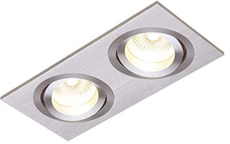 Saxby Tetra 50W Brushed Silver Twin Modern Tilt Decorative Recessed Downlight