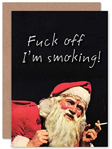 Wee Blue Coo Santa Smoking - Funny Adult Rude Christmas Card