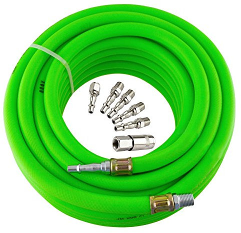 AB Tools Airline Air Hose High Vis 8mm 15m 50ft Compressor with Quick Release Fittings