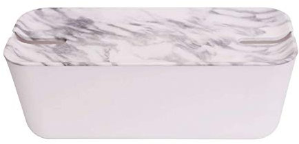 bosign 240107 Cable Organiser XL. Hideaway-White/Marble. 45x18x17 cm. Plastic, Silicone