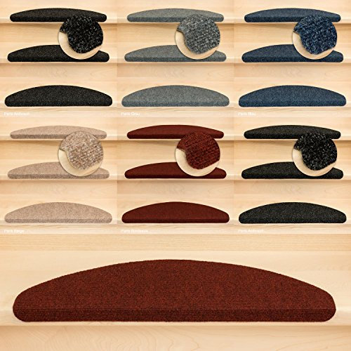 Kettelservice-Metzker Stufenmatten Treppenmatten Ramon® Halbrund - 15 STK. Bordeaux - ohne Kunststoffwinkel
