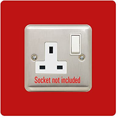 Single Socket Surround | Square | Acrylic Back Panel or Finger Plate | Light Switch Plug, Font Colour:red