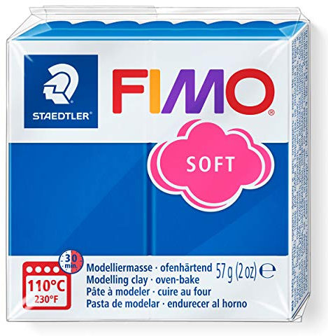 STAEDTLER 8020-37 FIMO Soft Oven-Hardening Polymer Modelling Clay - Pacific Blue (1 x 57g Block)