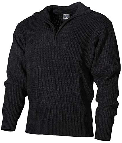 MFH Isländer Pullover, Troyer mit Reißverschluß (L, schwarz)