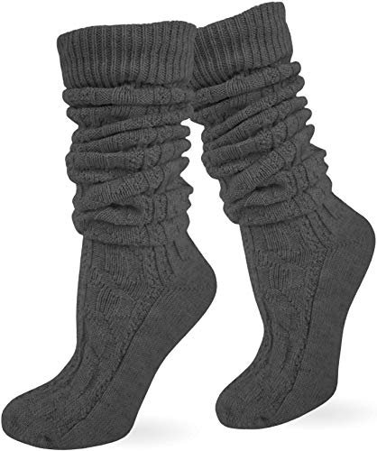 normani Damen und Herren Trachtensocken kurz oder Lang für Trachten Lederhose Oktoberfest Strümpfe Farbe Anthrazit extra lang Größe 47/50
