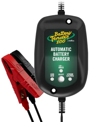 Battery Tender 800mA 12V Weather Resistant Battery Charger and Maintainer - Marine and Automotive Smart Fully Automatic for Boats Watercraft - Lead Acid AGM Gel Cell Batteries - 022-0150-DL-WH