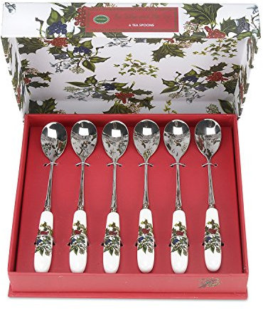 Portmeirion Home & Gifts HV1101 Tea Spoons S/6, Stainless Steel, Multi-Colour, 16 x 1.5 x 1 cm