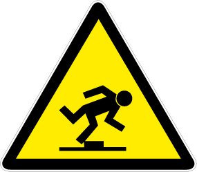 Warnschild aus Folie - Stolpergefahr - Schenkellänge 30 cm