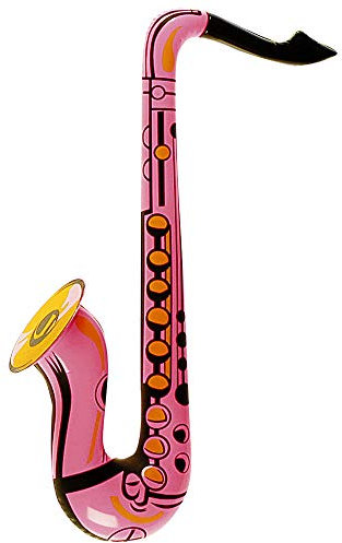 Widmann 23932 - Sassofono Gonfiabile Adulto Unisex, Clown, Circo, Disco, Musicista, Show, Notte Rosa, Carnevale, Feste A Tema, 55 Cm, Colore Rosa