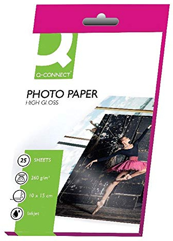 Q-Connect White 10x15cm Glossy Photo Paper 260gsm (Pack of 25)