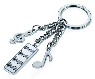 TROIKA Schlüsselanhänger ,,5. SINFONIE - KR12-05/CH - mit 3 Charms: Notenschlüssel, Musiknote, Beethovens 5. Sinfonie - Metall / Emaille - das Original von TROIKA