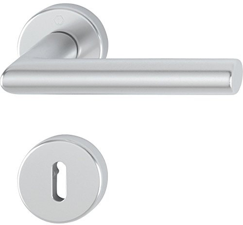 HOPPE 3286534 Drückergarnitur Amsterdam mit Rosetten BB (Buntbart), silber eloxiert