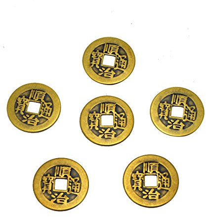 6 pcs/lot Laiton chinois Feng Shui I Ching Divinatoire pièces de monnaie pour la réussite Dia 2,8 cm W Fengshuisale Sac Y-1055
