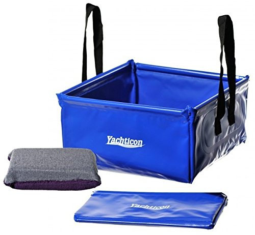 YACHTICON Faltschüssel plus Outdoor Cleaner Microfaser Reinigungsschwamm für Caravan und Camping