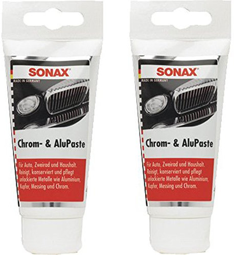2x 75ml SONAX CHROM- & ALUPASTE CHROMPASTE PASTE POLITUR POLIERMITTEL 31682172