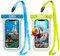 ivoler Waterproof Phone Pouch, 2-Pack IPX8 Universal Fluorescent Design Underwater Dry Bags for Swimming Compatible with iPhone 16/15/14/13/12 Pro Max, Samsung, Huawei Up to 7(Blue+Green)