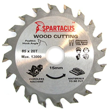 Spartacus 85mm Diameter x 20 Teeth x 15mm Bore Wood Cutting Circular Saw Blade Fits Makita HS300 HS301