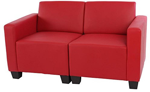Modular 2-Sitzer Sofa Couch Lyon, Kunstleder - rot
