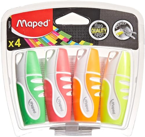 Maped M742777 - Textmarker Fluo Peps Pocket Soft, 4er Packung