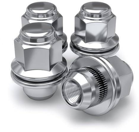 White Knight M12 x 1,50 Chrom-Radmuttern für ausgewählte Toyota | Lexus | Kia | Genesis – Med Mag mit Unterlegscheibe – Karbonstahl für langlebige Konstruktion und einfache Installation – 5307-4 (4