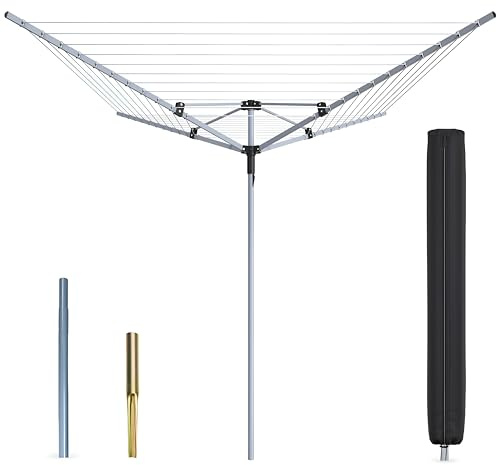 Trend Maker Rotary Washing Line 40M / 50M / 60M – Heavy Duty 4 Arm Rotary Washing Line with Metal Ground Spike & Cover | Clothes Lines for Outside, Outdoor Clothes Dryer Rotary Whirligig