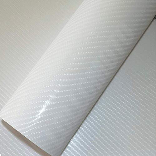 Carbonio 4D Bianca Pellicola Adesiva Rivestimento Auto Car Wrapping - 38x50cm