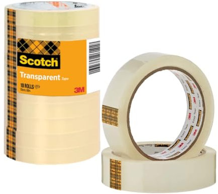 Scotch Ruban Adhésif Transparent, 10 Rouleaux, 15 mm x 66 m - Ruban Adhésif Transparent à Usage Général pour l'Ecole, la Maison et le Bureau (l'emballage peut varier)