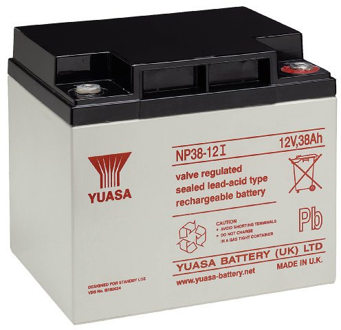 Yuasa NP38-12I Sealed Lead Acid (VRLA) 12 V - Batteries de l'onduleur (Sealed Lead Acid (VRLA), Noir, Blanc, 12 V, 1 pièce(s), 20 h, 13,9 kg)