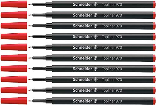 Schneider Topliner 970 Fineliner-Mine (passend für Topliner 911, 0,4 mm) 10er Packung rot