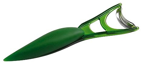 MASTRAD - Epluche Asperge - Double Lames Incurvées - Manche Ergonomique & Antidérapant - Lame En Inox - Ambidextre - Coloris Vert