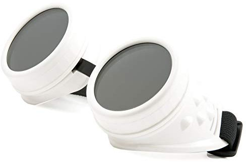 WELDING CYBER GOGGLES Schutzbrille Schweißen Goth cosplay STEAMPUNK COSPLAY GOTH ANTIQUE VICTORIAN WITH SPIKES Includes FREE set Lense Shades UV400 Protection Morefaz(TM) (White)