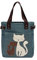 KAUKKO Canvas Handtaschen Niedliche Katzen Shopper Schultertasche Frauen Mädchen, Damen, Katzen Liebhaber, Grün-93