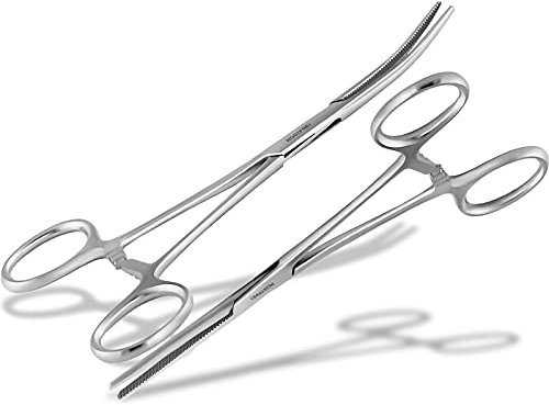 Hobby-Klemmen-Set Schraubzwingen-Set Lösezange Hakenlöse-Zange Gerade und Gebogen 22 cm mit Innenzahnung aus rostfreiem Edelstahl Angelsport Werkstattbedarf