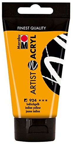 Marabu 12200002924 - Artist Acryl indischgelb 75 ml, feine Acrylfarbe in Künstlerqualität, auf Wasserbasis, pastose Konsistenz, hoch pigmentiert, sehr gute Brillanz und Deckkraft