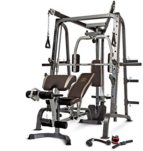 Marcy MD-9010G Heim-Gym Smith-Maschine mit Bankdrück-Station, Braun