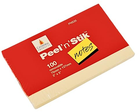 Cathedral Products 76 x 127mm Classic Yellow Sticky Notes - 12 Pads, 100 Sheets per Pad