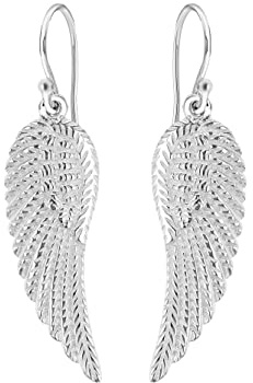 TUSCANY SILVER Women's Sterling Silver Angel Wing Drop Earrings/Necklace/Bracelet