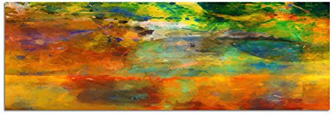 Paul Sinus Art Panoramabild auf Leinwand und Keilrahmen 150x50cm Hintergrund abstrakt grün blau orange rot