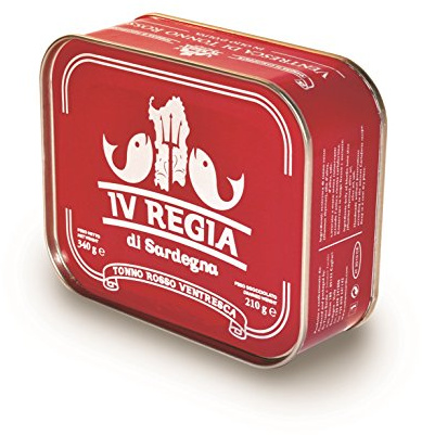 Ventresca di Tonno Rosso del Mediterraneo in olio d'oliva 340g IV Regia di Sardegna - Lavorato a mano in Sardegna, Italia - La Ventresca è la carne più grassa e gustosa del tonno - Produzione artigianale sarda certificata Kosher