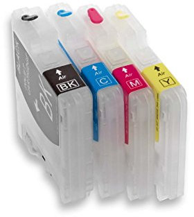 vhbw 4er-Pack Refill Tintenpatrone Leer Mehrfarbig kompatibel mit Brother DCP-165C, DCP-163C, DCP-145C Drucker, CISS (Kompatibel)