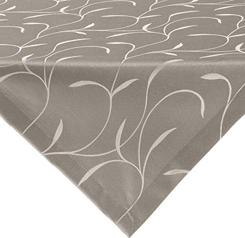 Erwin Müller Tischwäsche, Mitteldecke, Tischdecke Uni, Remscheid Taupe Größe 100x100 cm - hochwertige Qualität mit Fleckschutz ausgerüstet und Kuvertsaum, Rankenmuster