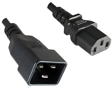 DINIC Kaltgerätekabel C13 auf C20, 1mm², VDE (2,00m, schwarz)