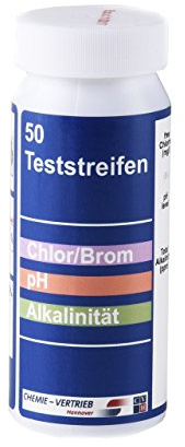50 Pool Teststreifen zur Messung von Chlor, Brom, pH und Alkalinität im Pool