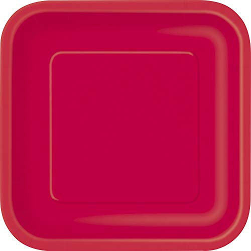 Unique Party - 31493 - Paquet de 14 Assiettes en Carton - 23 cm - Rouges