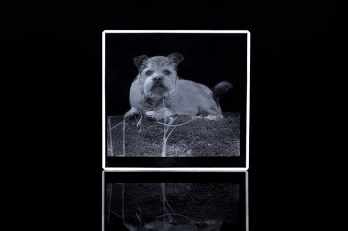 VIP-LASER 2D Glaskristall Würfel mit Deinem Wunsch-Foto und Text - das ideale persönliche Geschenk! Größe L (40x40x40mm)