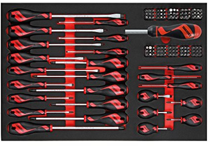 Teng Tools 122-Piece Screwdriver Set, 0.6mm to 40mm, Red, Torx, Hex, Plastic Coated, Manual